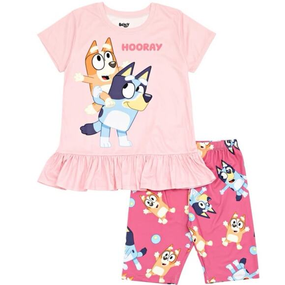 Bluey Peplum T-Shirt and Bike Shorts Outfit Set - Picture 1 of 4